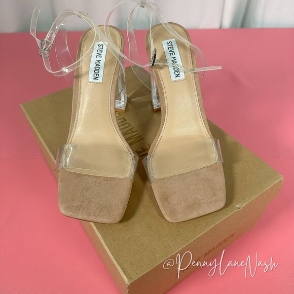 Steve Madden Camille Likewise Clear Heel Sandal Size 7.5M New - Picture 6 of 15